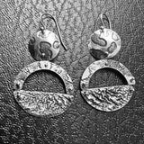 "Cosmic Triple Dangles"...Circular Sterling Etched Earrings