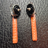 Plaid Texture Enamel...black and coppery toned slender dangles