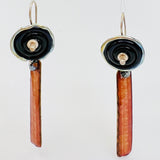 Plaid Texture Enamel...black and coppery toned slender dangles