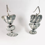 "Asymmetrical and Geometric"...Sterling Etched Dangle Earrings