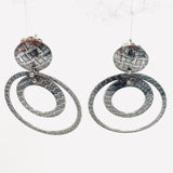 "Tartan Plaid Circle Dangles"....Triple Sterling Silver Post Back Hoops