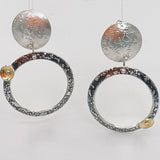 "Tri-Color Tri-Circles"....modern sterling 24K gold circle hoops