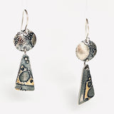 "Lunar Triangle 2"...Oxidized Sterling and 24K Dangles