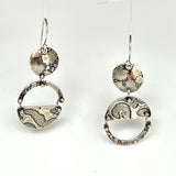 "Cosmic Asymmetry"...Minimalist Circular Sterling Etched Earrings