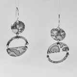 "Cosmic Asymmetry"...Minimalist Circular Sterling Etched Earrings