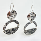 "Cosmic Triple Dangles"...Circular Sterling Etched Earrings