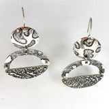 "Cosmic Triple Dangles"...Circular Sterling Etched Earrings