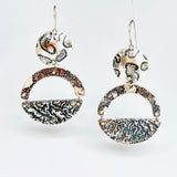 "Cosmic Triple Dangles"...Circular Sterling Etched Earrings