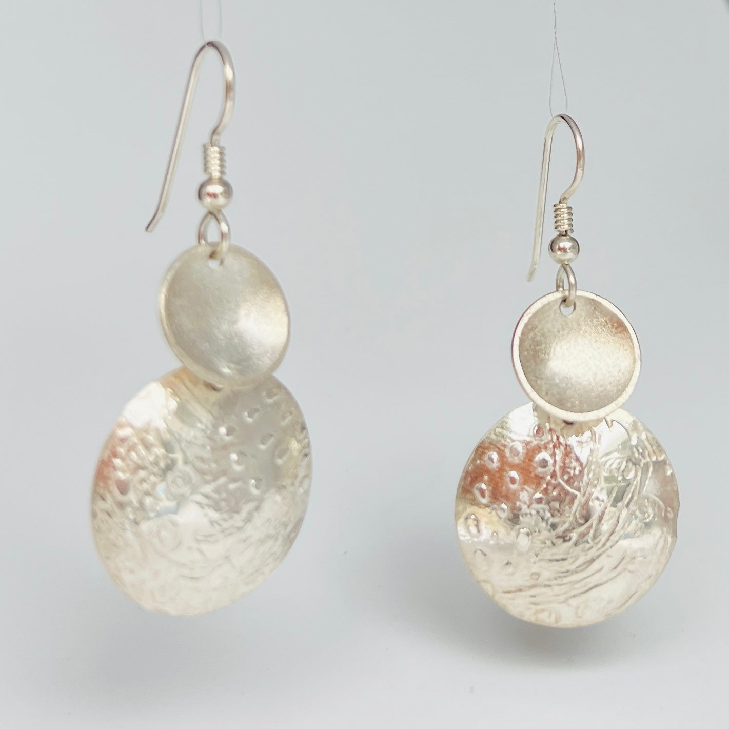"Shiny and Bright"...double circle dangle earrings