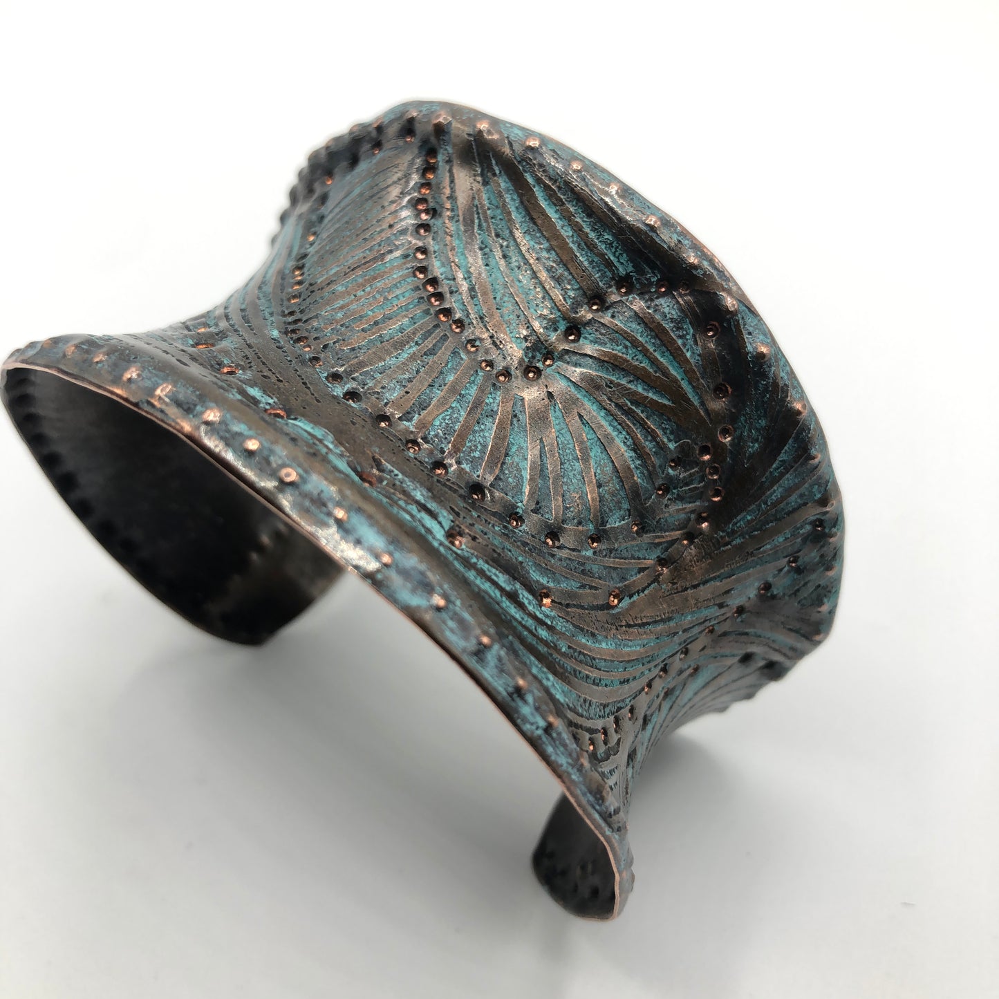 Quilted Western...copper unisex cuff bracelet.