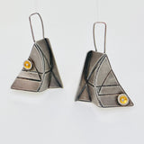 "Triangular and Architectural"...Unusual Sterling/24K Earrings