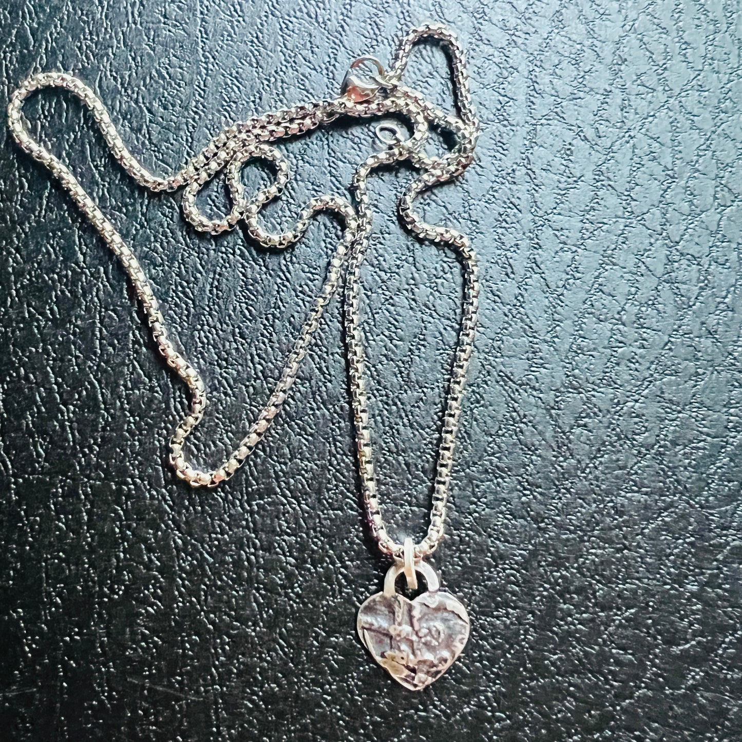 Minimalist Heart Necklace 3...etched sterling silver