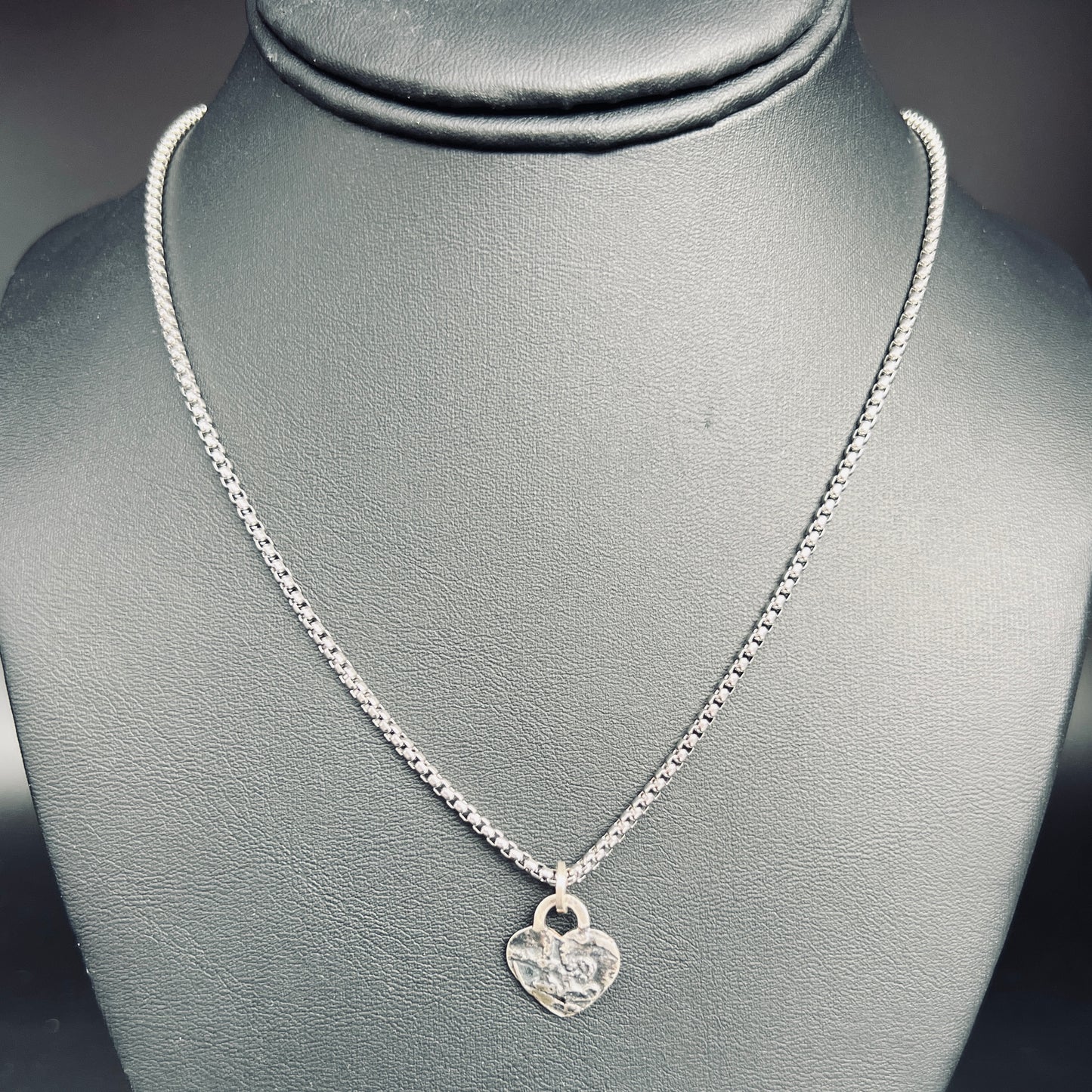 Minimalist Heart Necklace 3...etched sterling silver