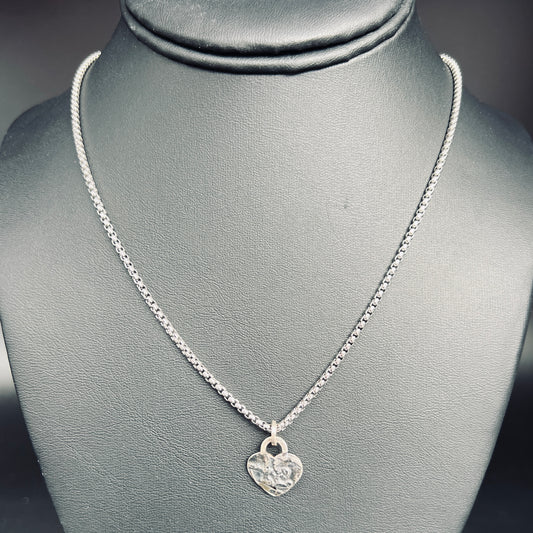 Minimalist Heart Necklace 3...etched sterling silver