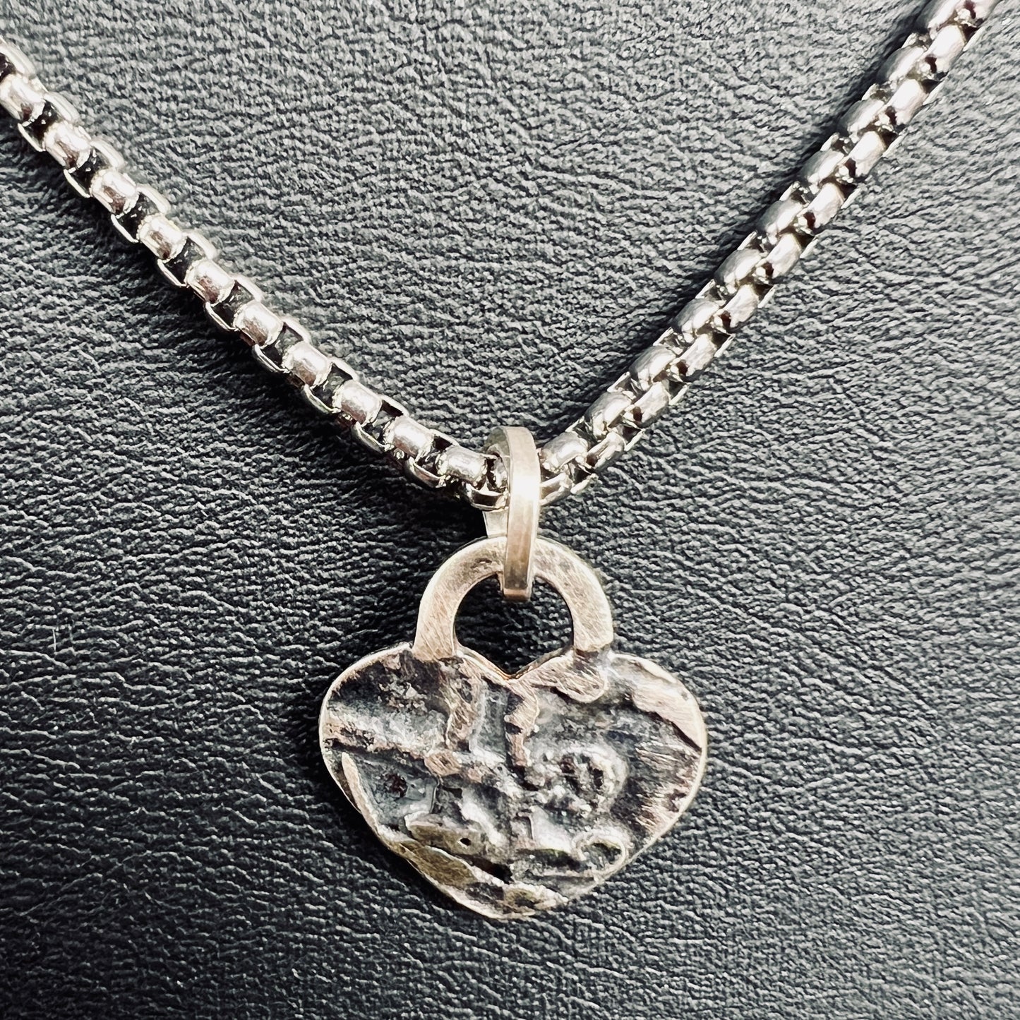 Minimalist Heart Necklace 3...etched sterling silver