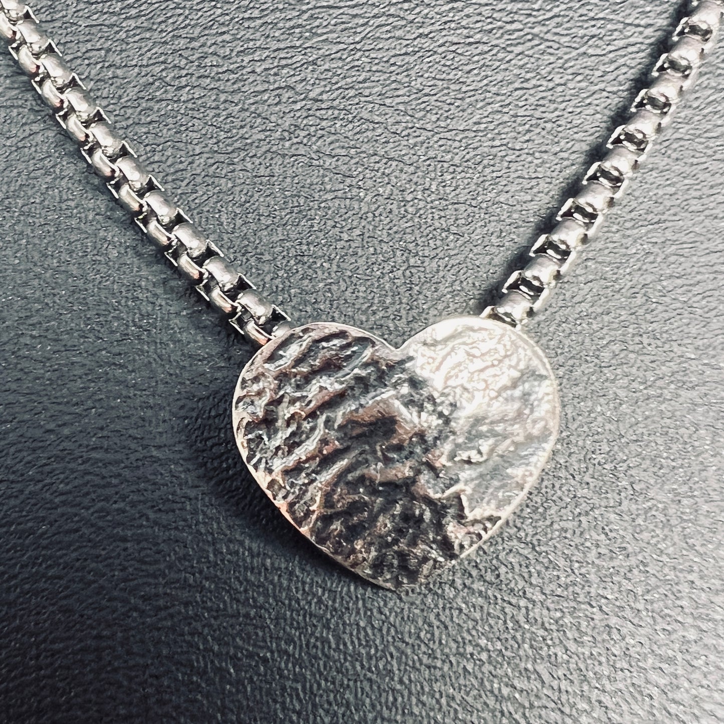 Minimalist Heart Necklace...etched sterling silver