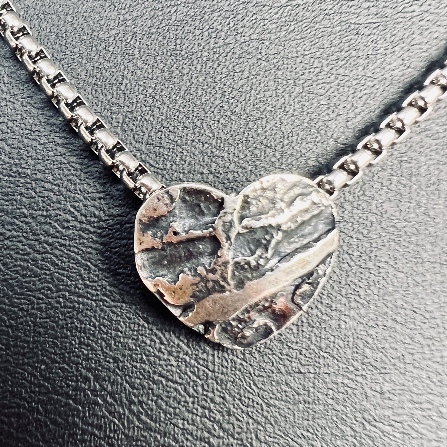 Minimalist Heart Necklace 2...etched sterling silver