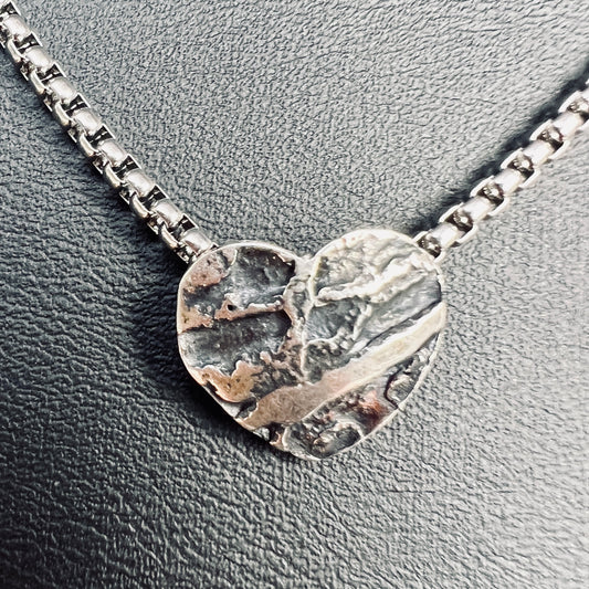 Minimalist Heart Necklace 2...etched sterling silver
