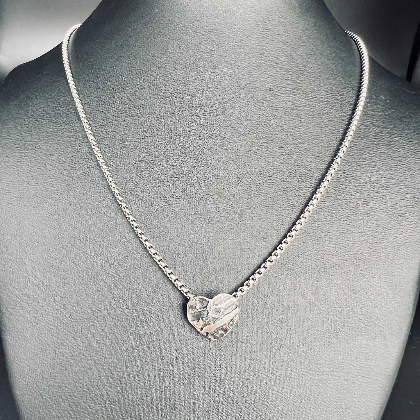 Minimalist Heart Necklace 2...etched sterling silver