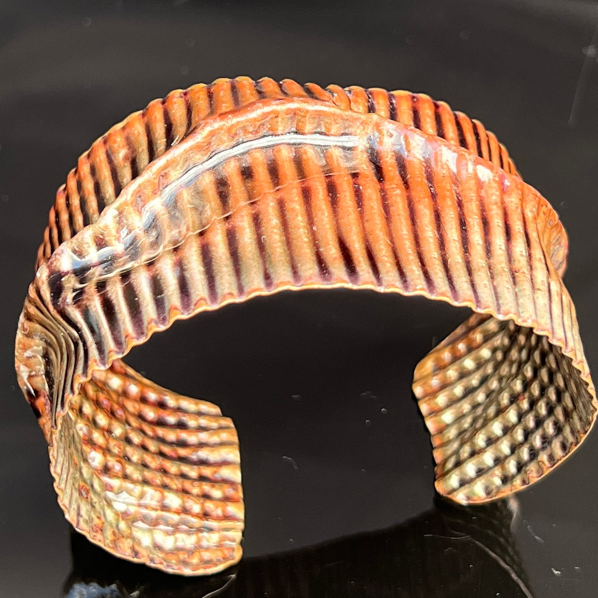 Fold-formed and Enameled...unisex cuff bracelet