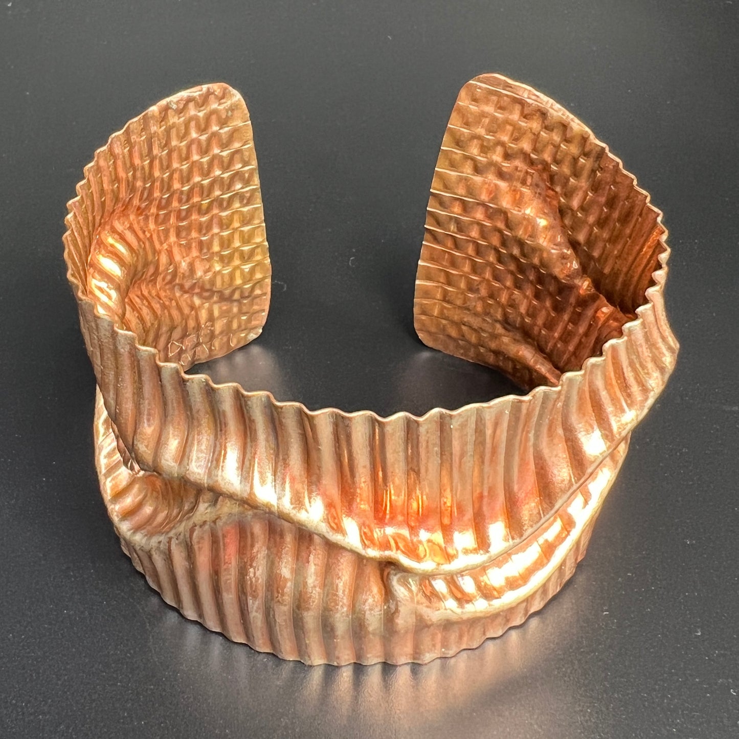 Lush Golden Corduroy 2...wide unisex copper cuff