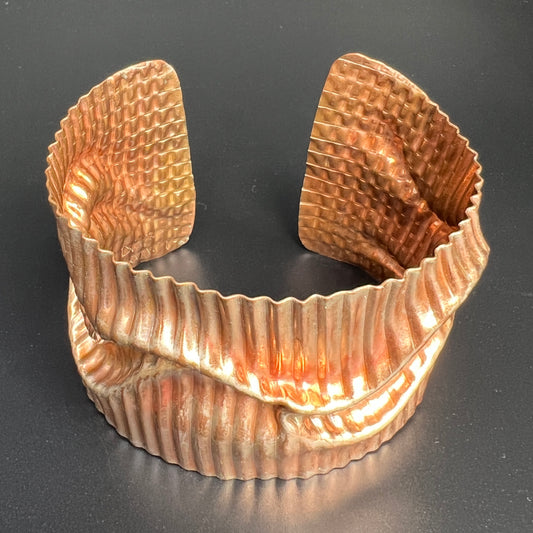 Lush Golden Corduroy 2...wide unisex copper cuff