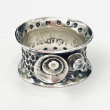 Cosmic and Textured...statement ring silver size 7 1/2