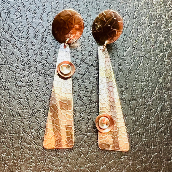 Geometric in Copper and Silver...post back dangles