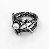 Pick Up Sticks...Silver and Pearl ring size 7