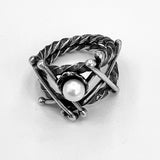 Pick Up Sticks...Silver and Pearl ring size 7