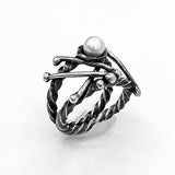 Pick Up Sticks...Silver and Pearl ring size 7