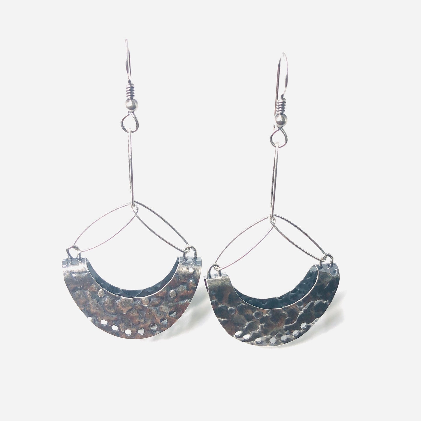 "Hammered and Happy"...Sterling Silver Dangle Earrings