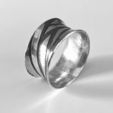 Bold Geometric...flared edge sterling ring size 8