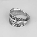 Etched Organic Spinner...flared edge sterling ring size 8 1/2