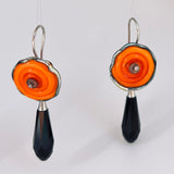 Orange is the New Black...teardrop dangle earrings