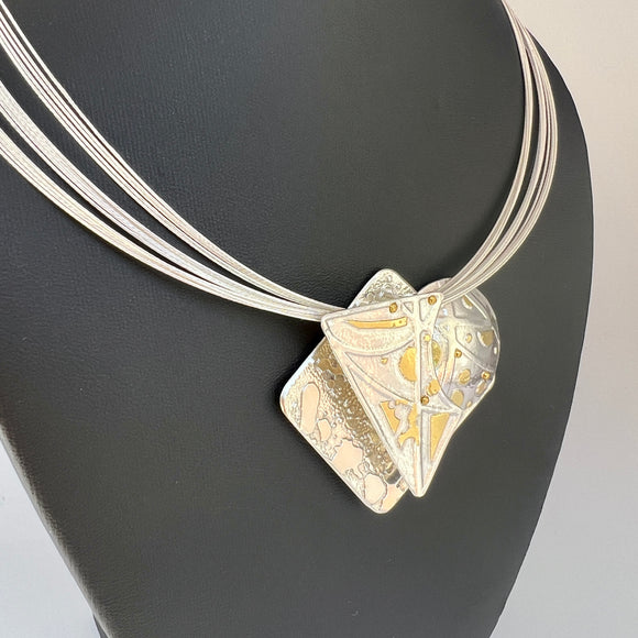 Bright and Shiny Day...24K gold/sterling silver pendant