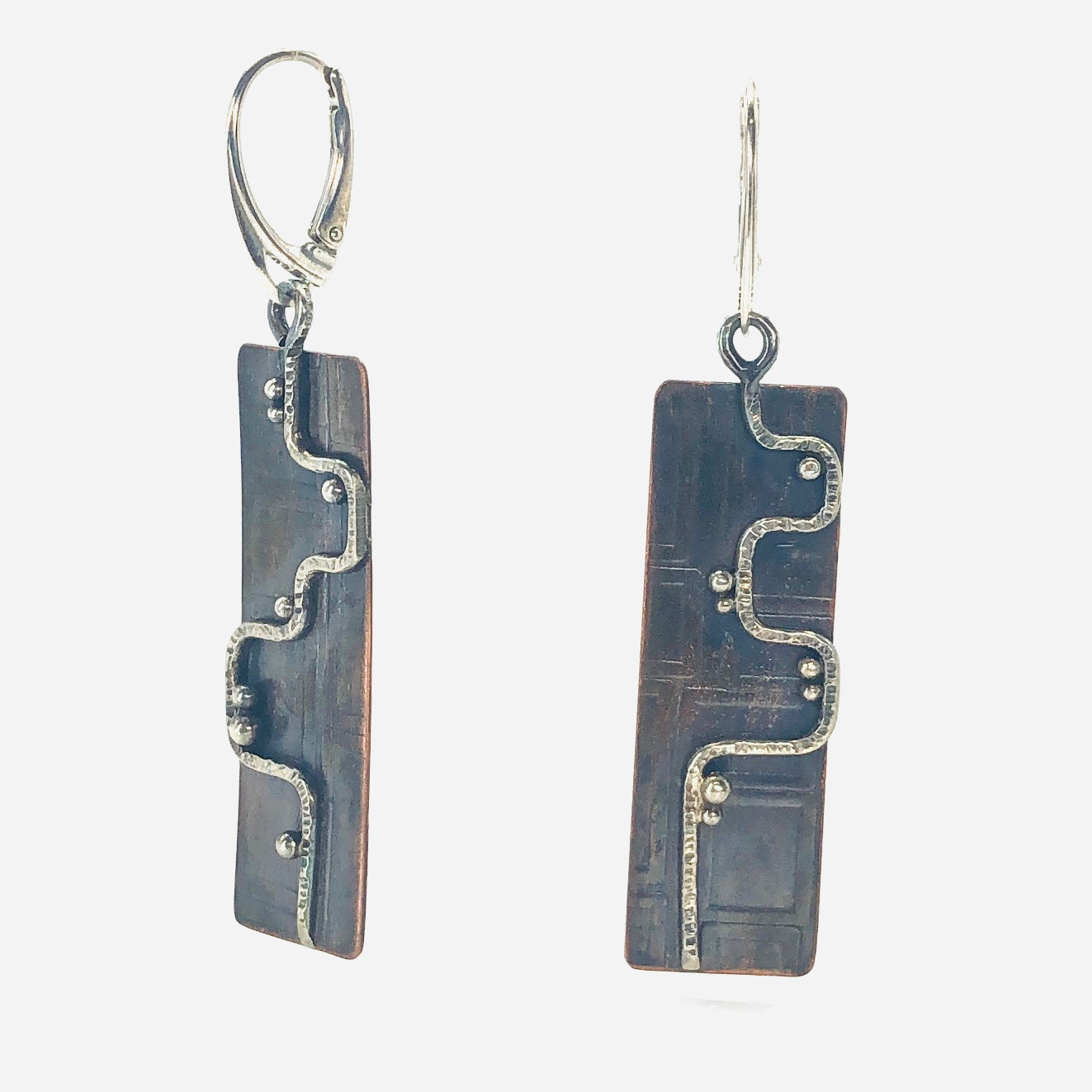 Art Deco...copper and sterling silver earrings