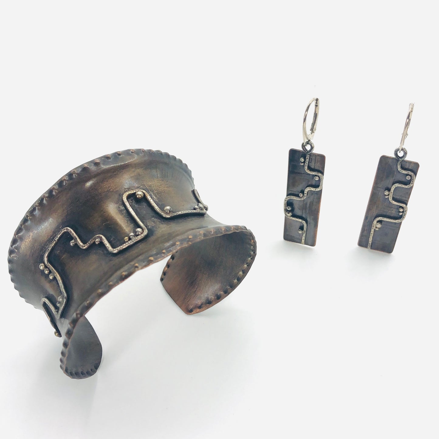 Art Deco...copper and sterling silver earrings