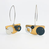 Architectural modern geometric dangle earrings.  Lightweight and one-of-a-kind.