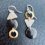 "Asymmetrical Mini"....steel, 24K gold, sterling dangles