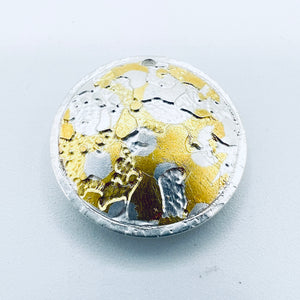 Custom Order. Shiny 24K gold/sterling silver reversible pendant