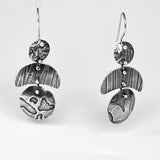 "Asymmetrical and Organic 2"...Sterling Etched Dangle Earrings