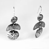 "Asymmetrical and Organic 2"...Sterling Etched Dangle Earrings