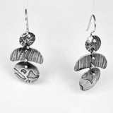 "Asymmetrical and Organic 2"...Sterling Etched Dangle Earrings