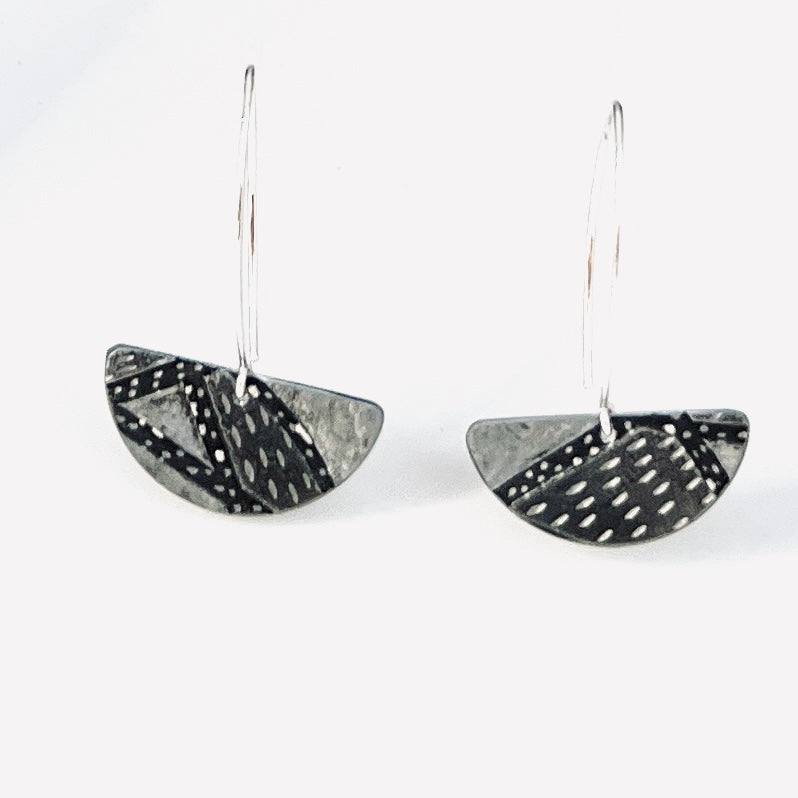 "Half Moon Drops"....contemporary steel dangles