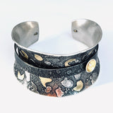 "Oh What A Night!"....Sterling Silver/Steel Cuff, 24K gold accents