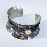 "Oh What A Night!"....Sterling Silver/Steel Cuff, 24K gold accents