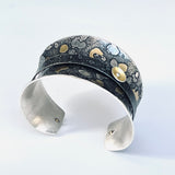 "Oh What A Night!"....Sterling Silver/Steel Cuff, 24K gold accents