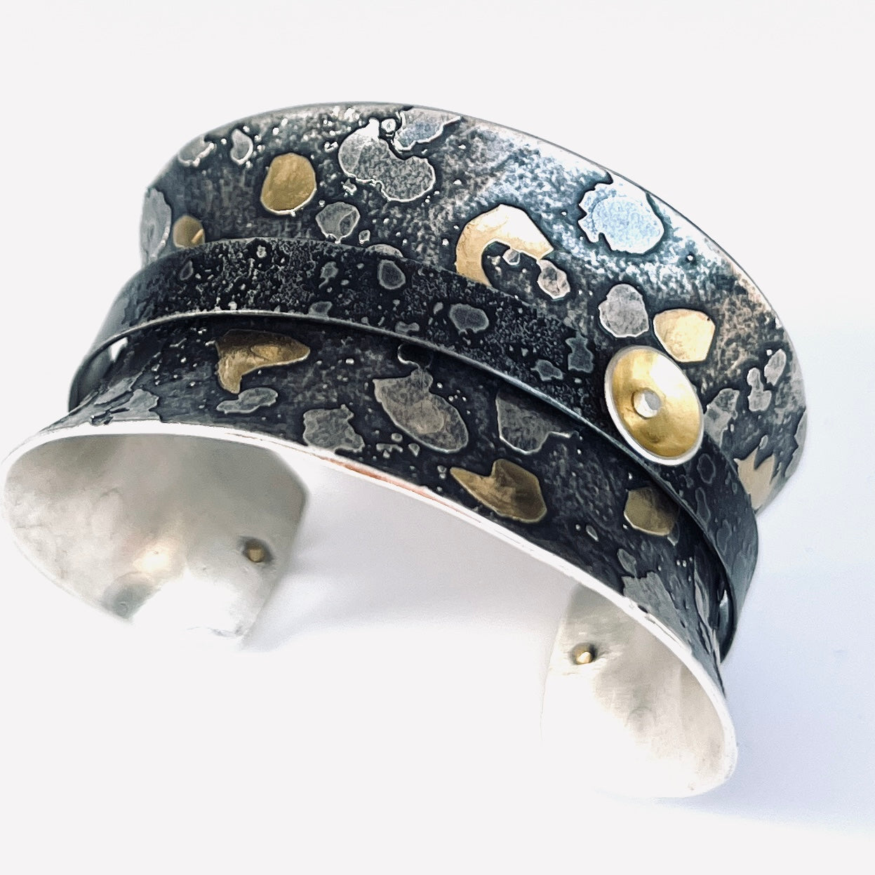 "Oh What A Night!"....Sterling Silver/Steel Cuff, 24K gold accents