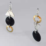 "Asymmetrical Mini"....steel, 24K gold, sterling dangles